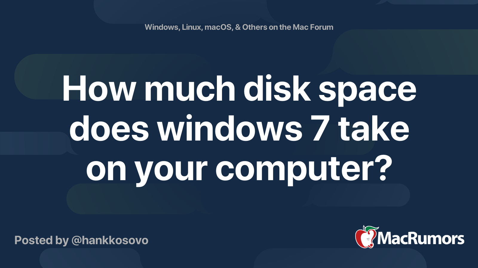 How much disk space does windows 7 take on your computer? MacRumors