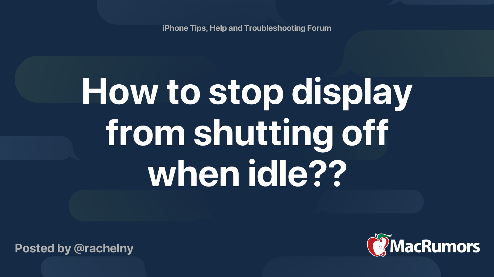 How to stop display from shutting off when idle?? MacRumors Forums
