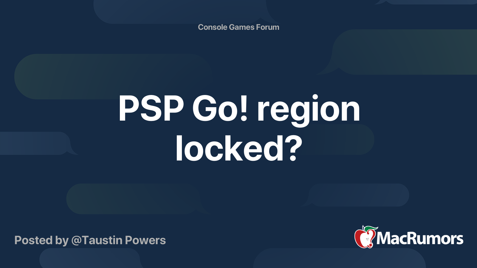 PSP Go! region locked? MacRumors Forums