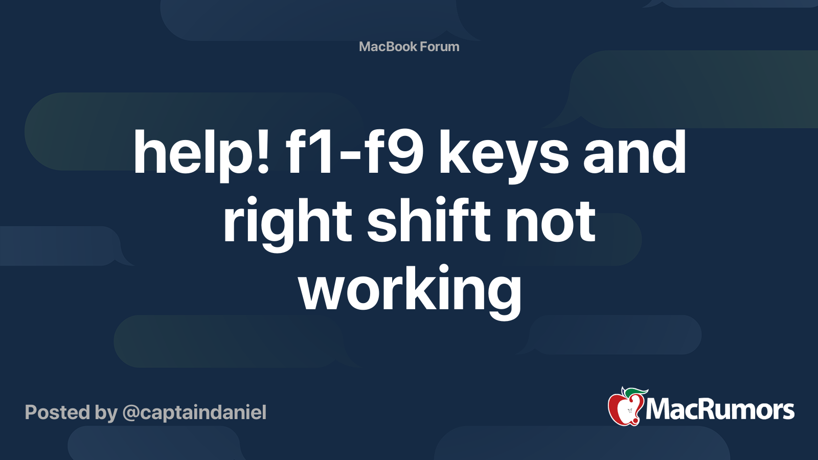 help! f1f9 keys and right shift not working MacRumors Forums