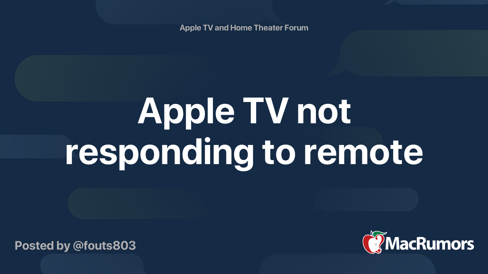Apple TV not responding to remote MacRumors Forums