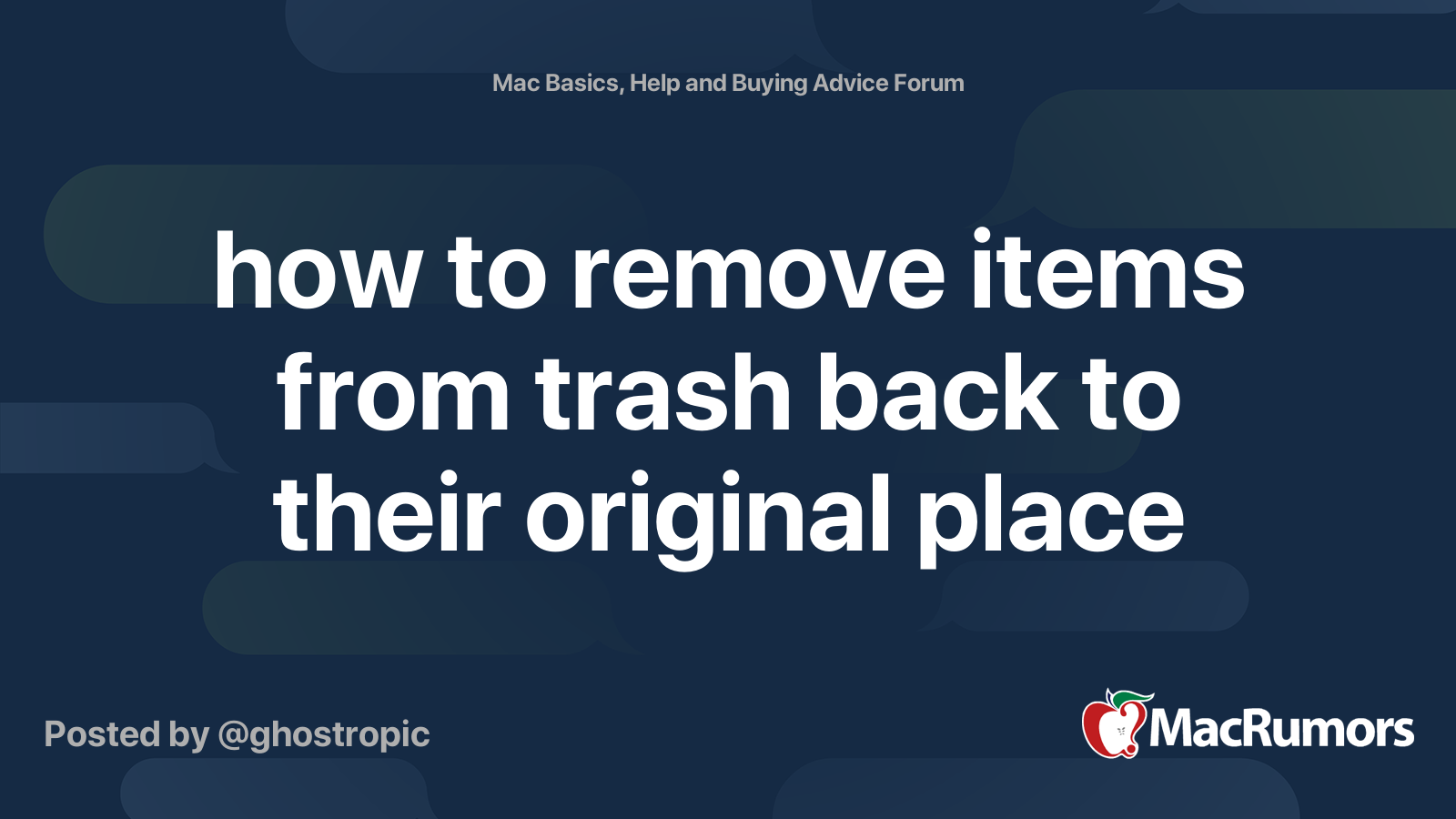 how to remove items from trash back to their original place MacRumors
