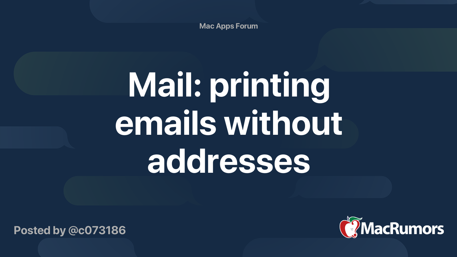 Mail printing emails without addresses MacRumors Forums
