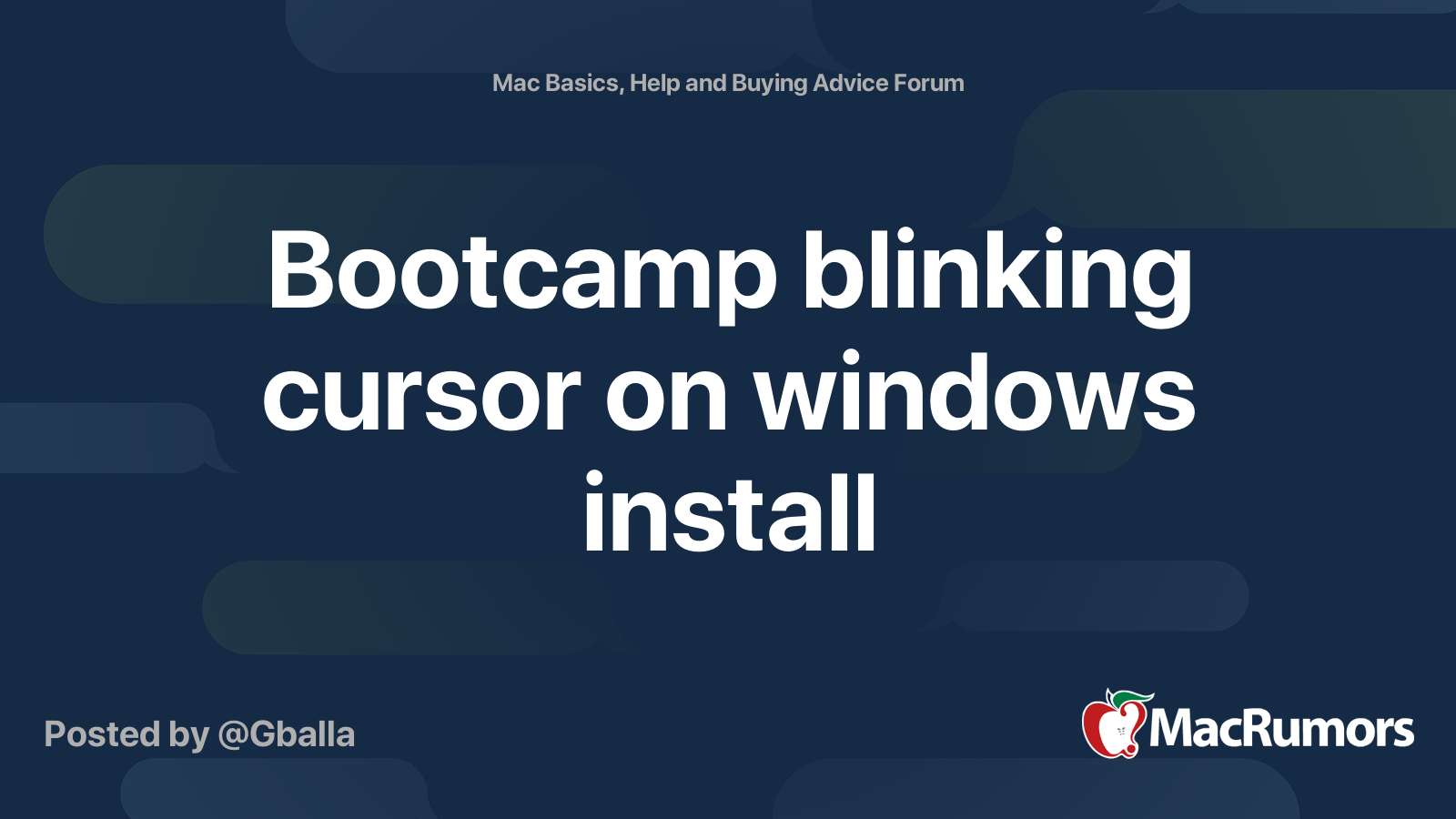 Bootcamp blinking cursor on windows install MacRumors Forums