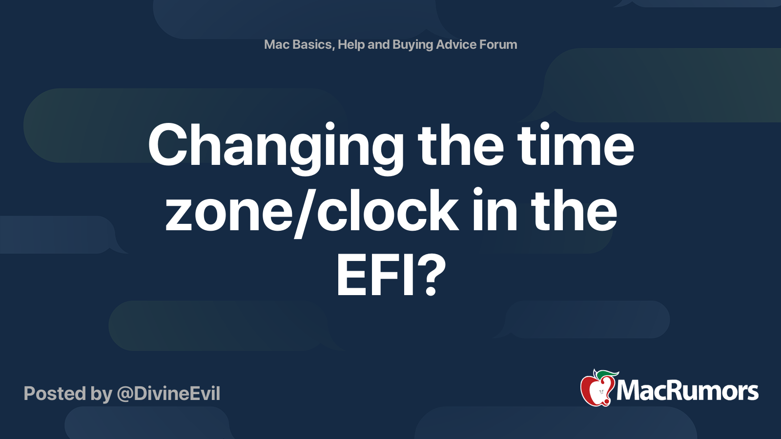 Changing the time zone/clock in the EFI? MacRumors Forums