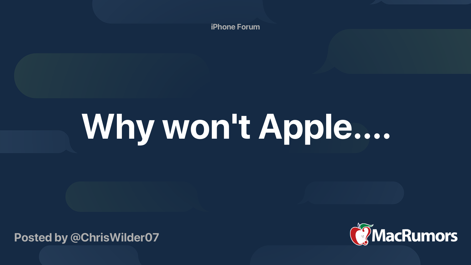 Why won't Apple.... | MacRumors Forums