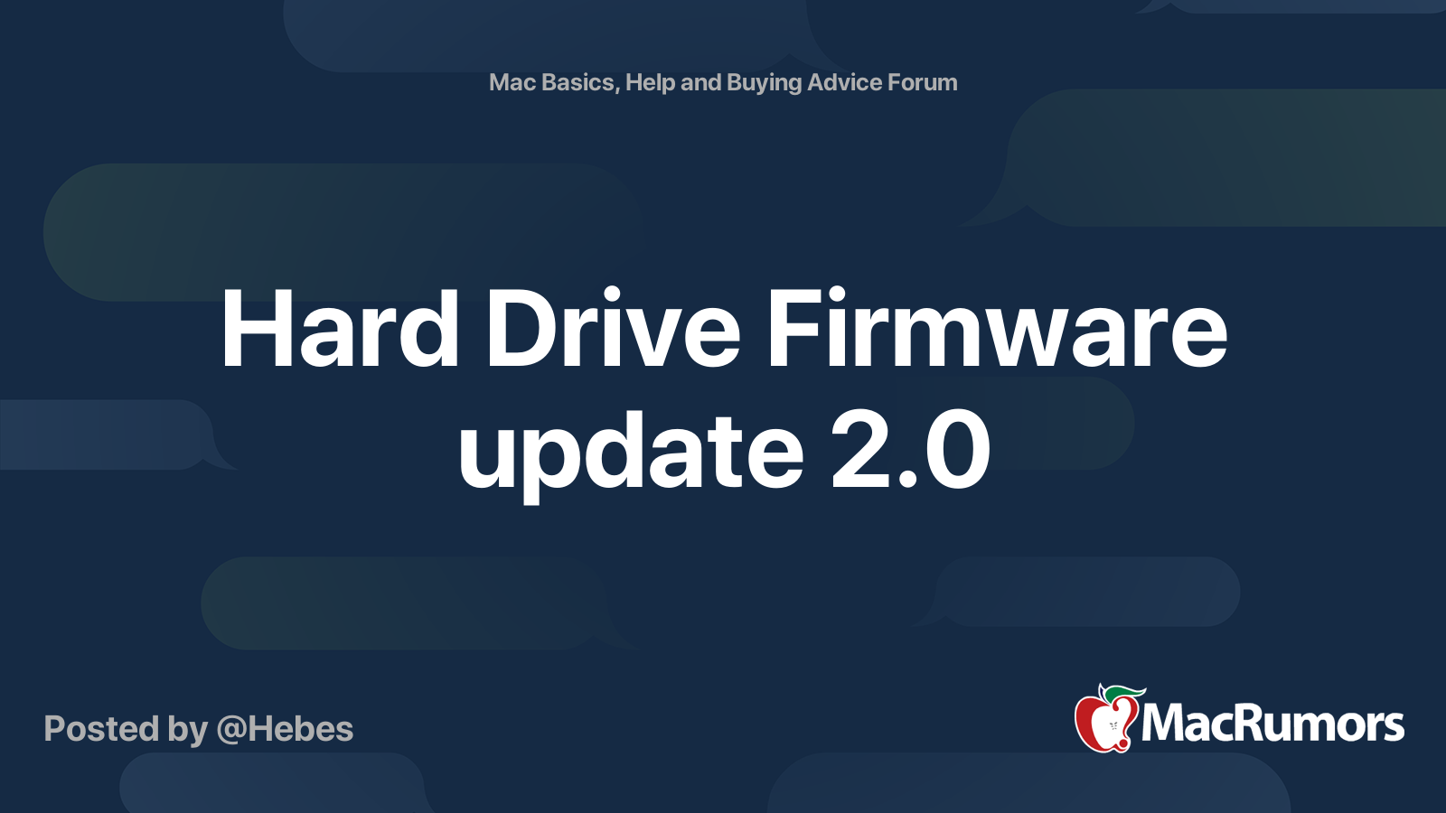 Hard Drive Firmware update 2.0 | MacRumors Forums