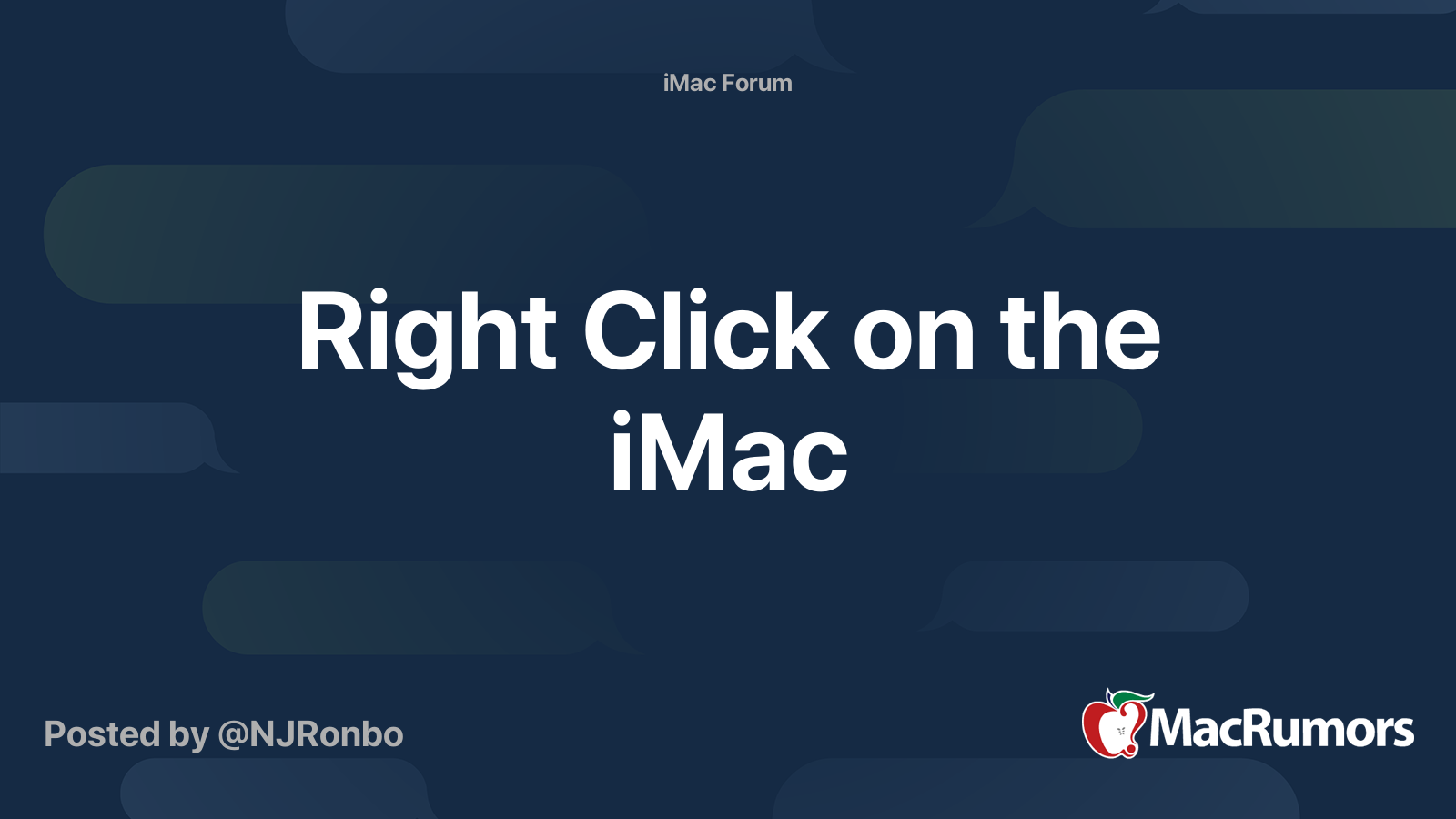 Right Click on the iMac | MacRumors Forums