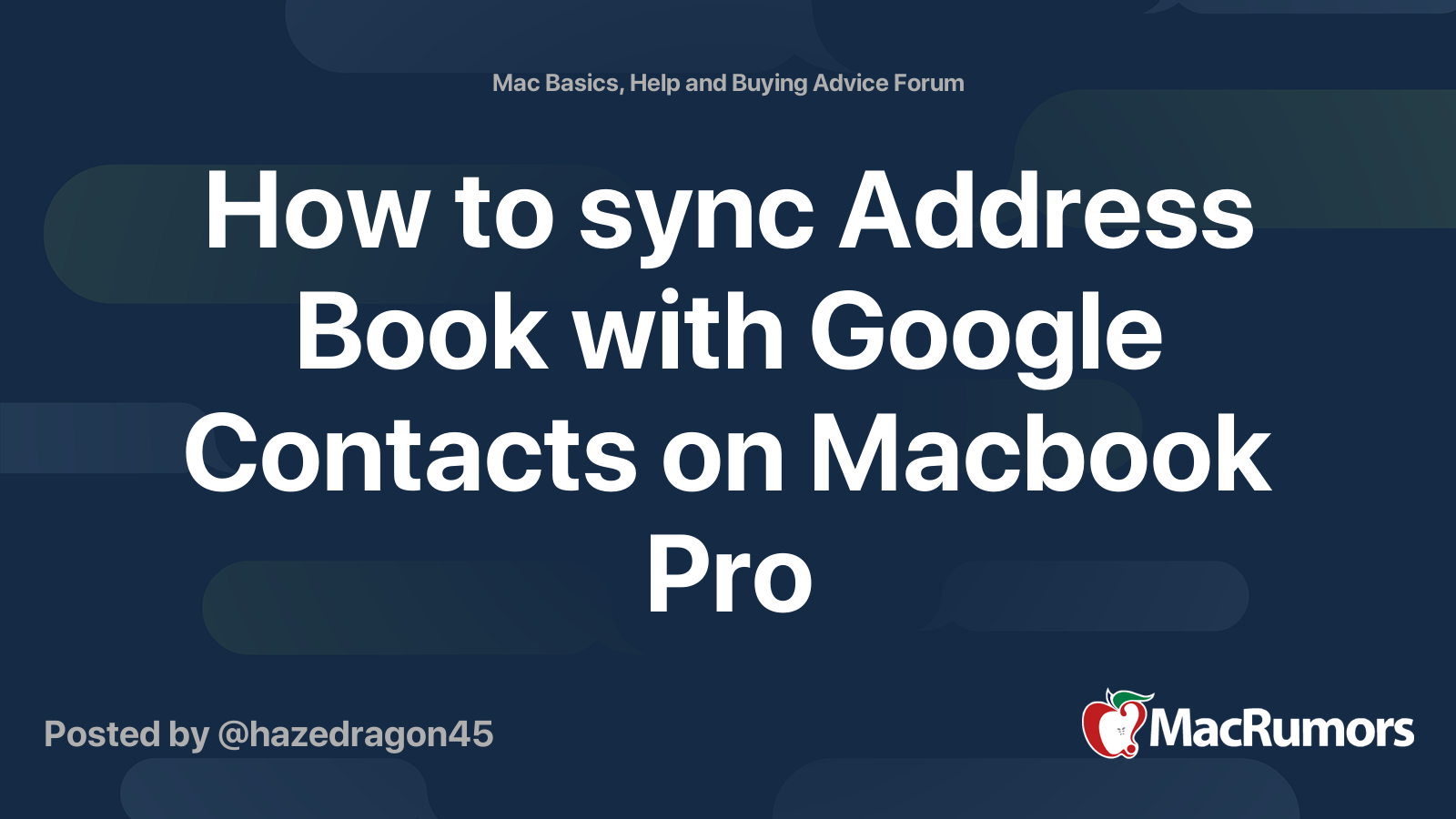 How to sync Address Book with Google Contacts on Macbook Pro