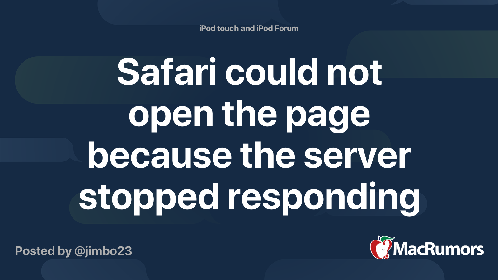 Safari could not open the page because the server stopped responding