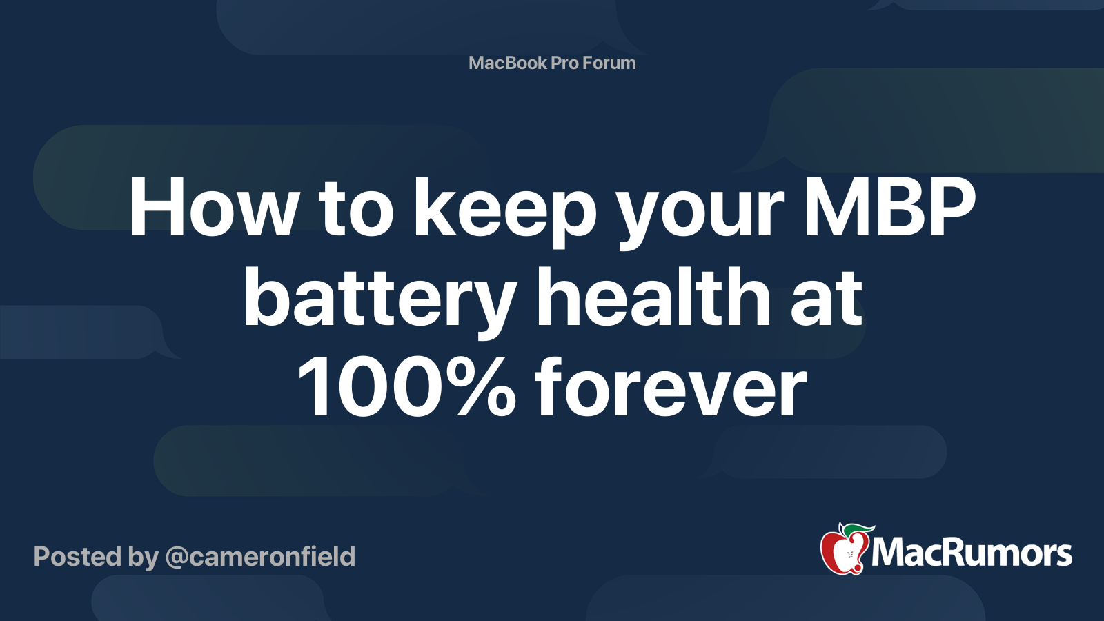 How to keep your MBP battery health at 100 forever MacRumors Forums