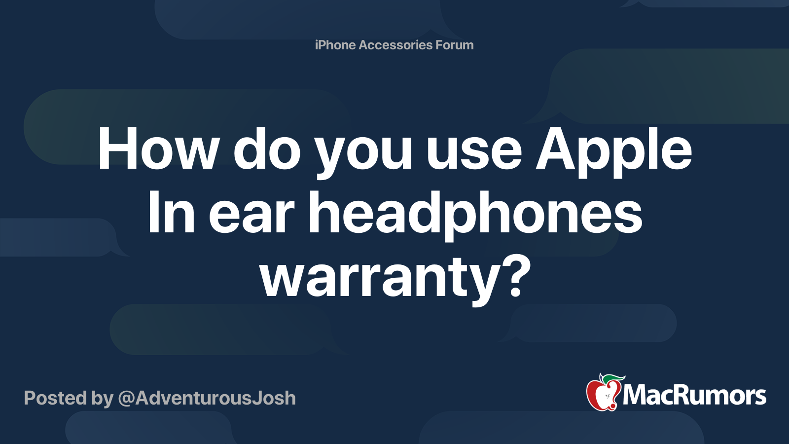 How do you use Apple In ear headphones warranty? MacRumors Forums