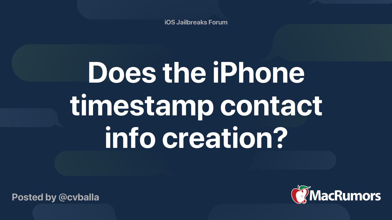 Does the iPhone timestamp contact info creation? | MacRumors Forums