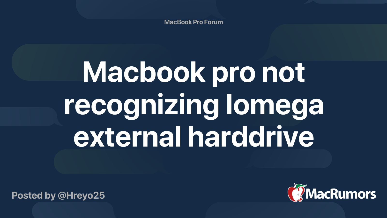 Macbook pro not recognizing Iomega external harddrive MacRumors Forums