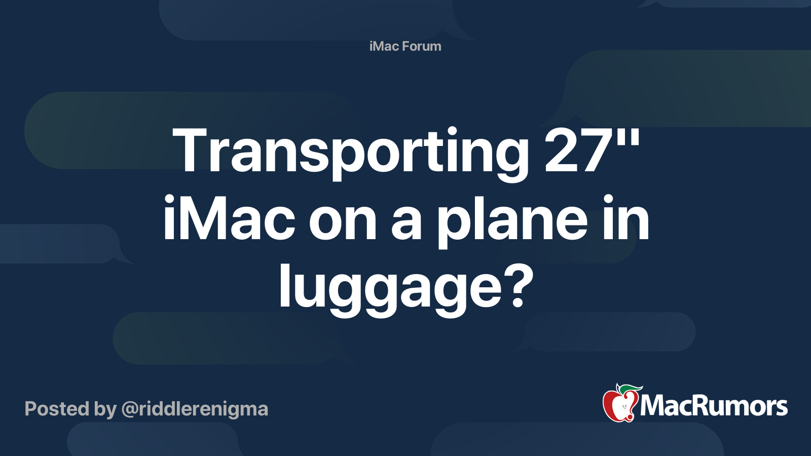 Transporting 27" iMac on a plane in luggage? MacRumors Forums