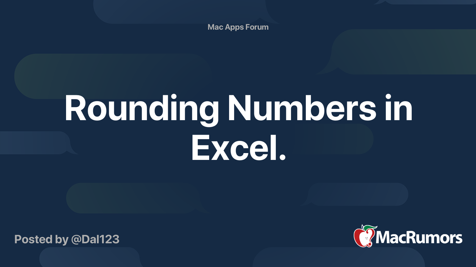 Rounding Numbers in Excel. MacRumors Forums