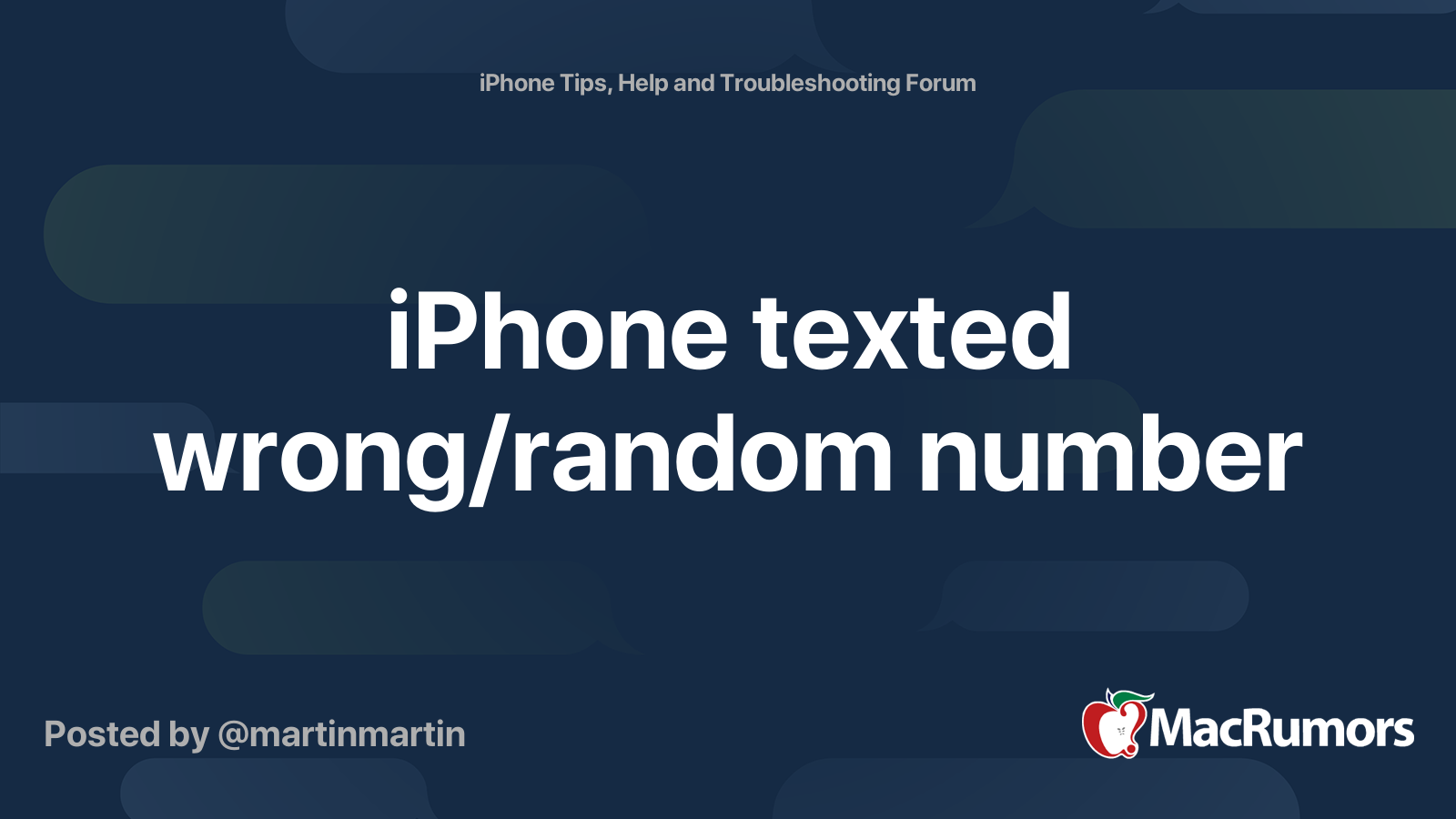 iPhone texted wrong/random number | MacRumors Forums