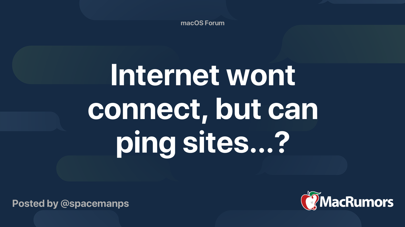 Internet wont connect, but can ping sites...? | MacRumors Forums