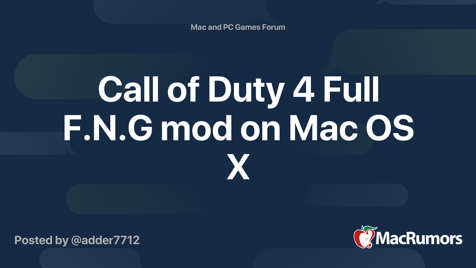 Call Of Duty 4 Full F N G Mod On Mac Os X Macrumors Forums