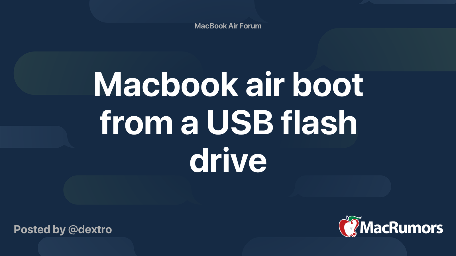 Macbook Air Boot From A USB Flash Drive MacRumors Forums