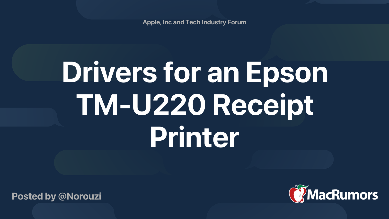 Drivers for an Epson TMU220 Receipt Printer MacRumors Forums