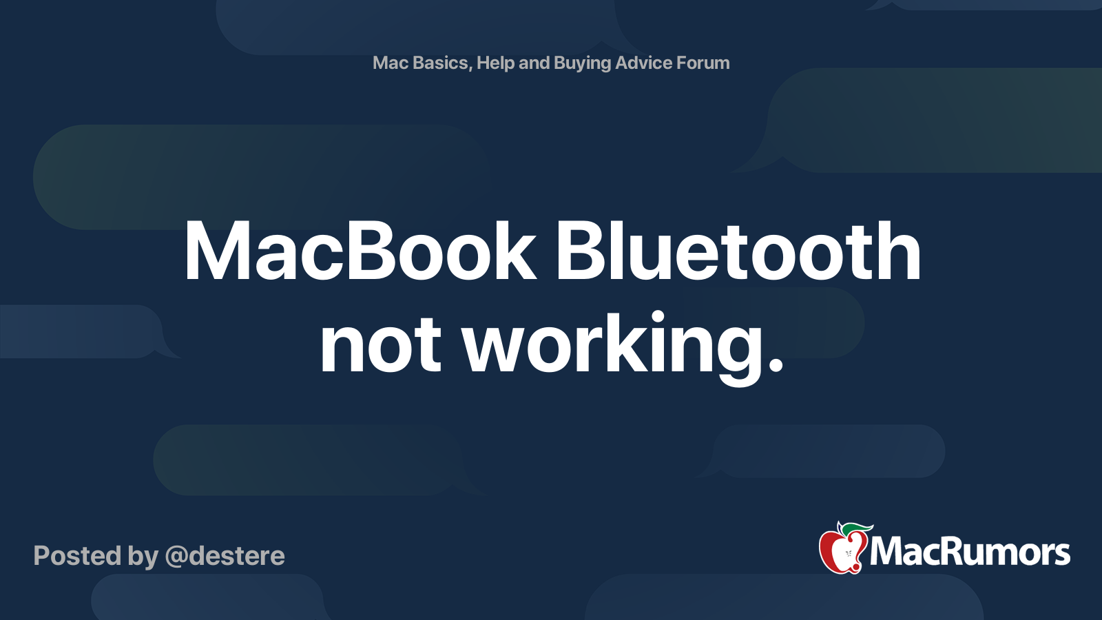 MacBook Bluetooth not working. | MacRumors Forums