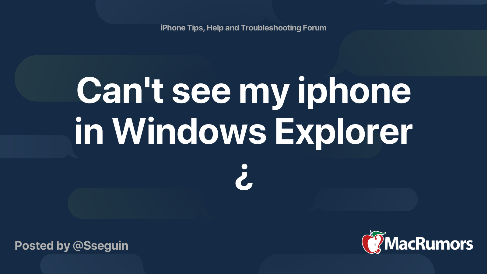 Can't see my iphone in Windows Explorer ¿ | MacRumors Forums