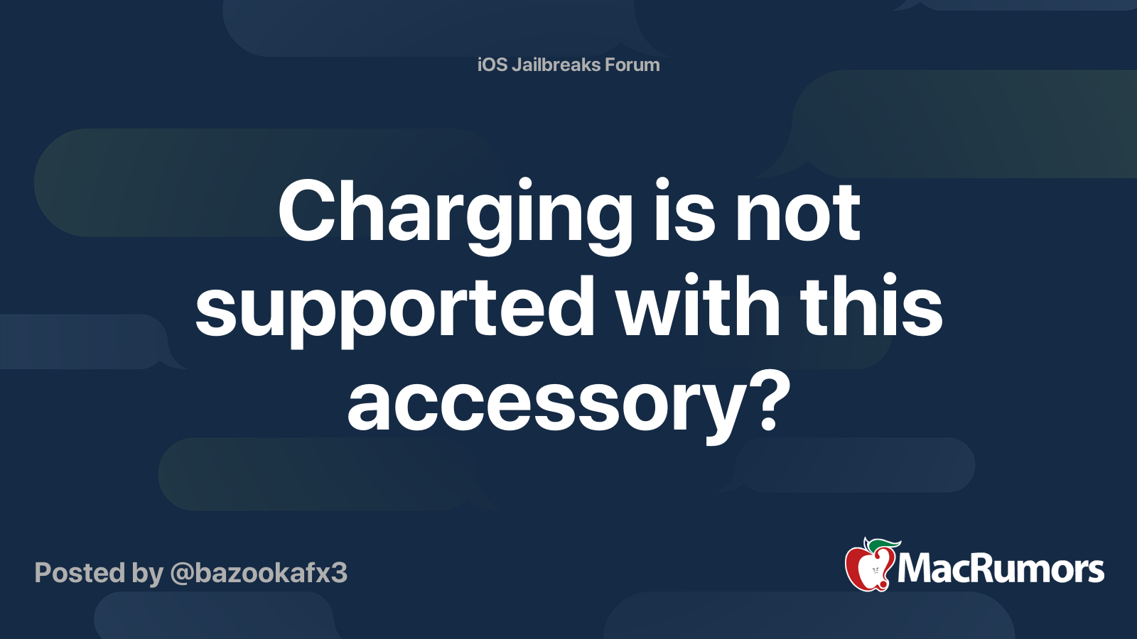 Charging is not supported with this accessory? MacRumors Forums