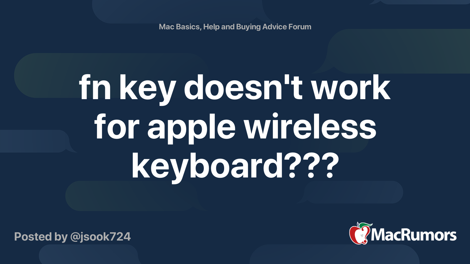 fn key doesn't work for apple wireless keyboard??? MacRumors Forums