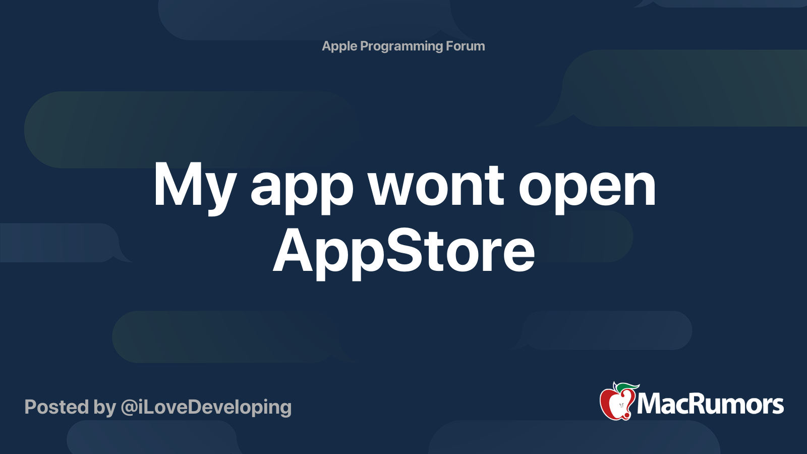 My app wont open AppStore | MacRumors Forums