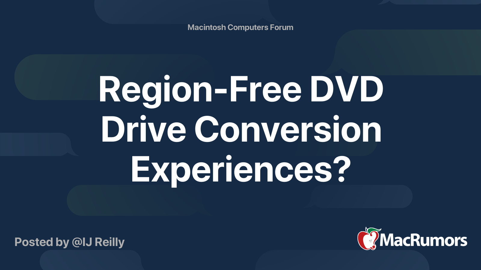 RegionFree DVD Drive Conversion Experiences? MacRumors Forums