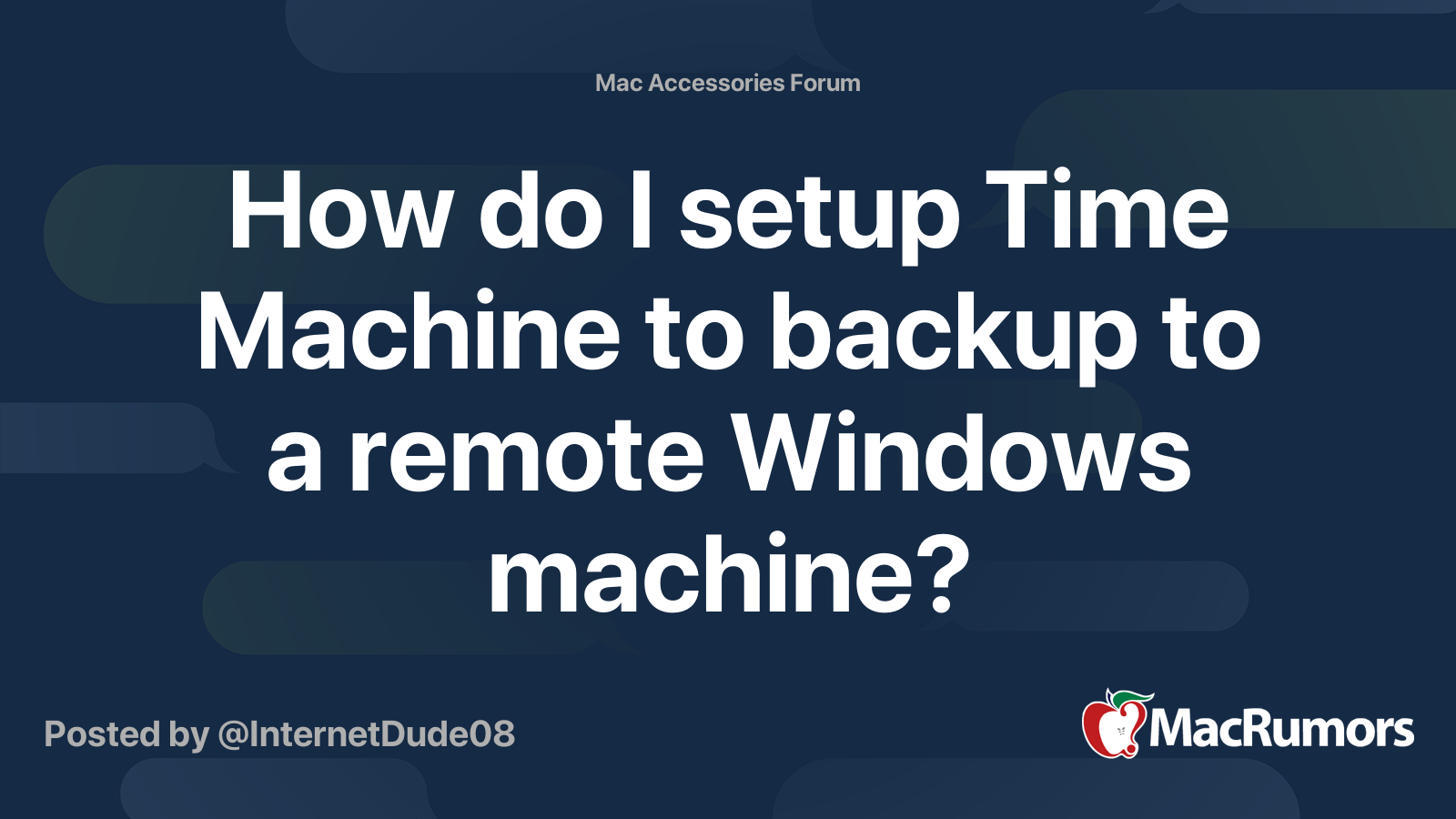 How Do I Setup Time Machine To Backup To A Remote Windows Machine