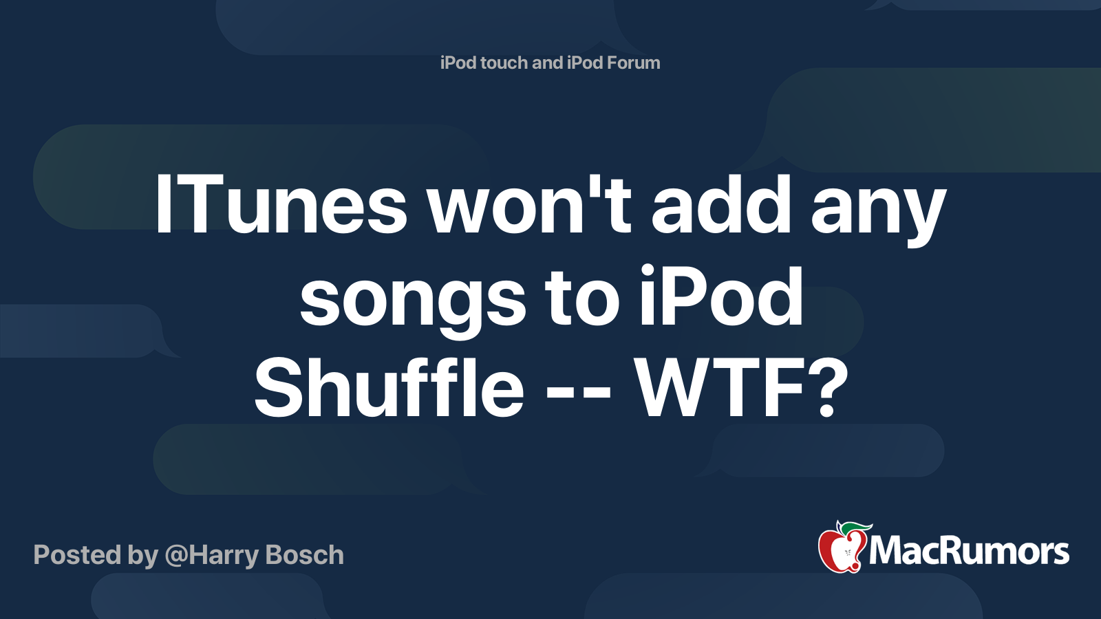 ITunes won't add any songs to iPod Shuffle WTF? MacRumors Forums