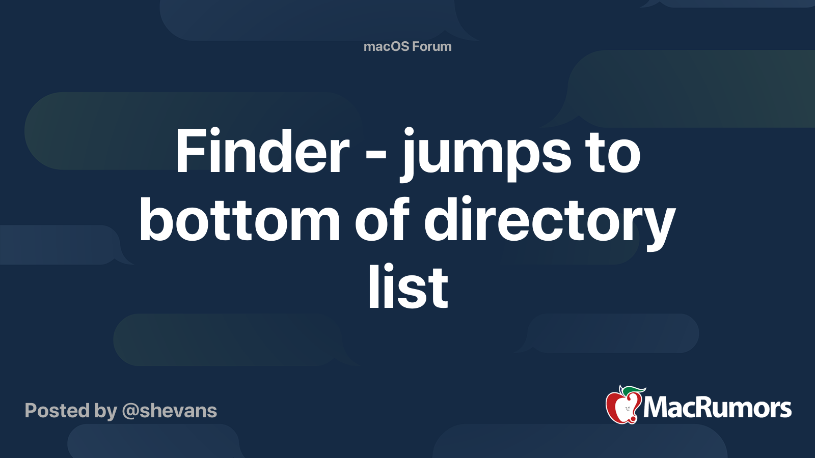 Finder jumps to bottom of directory list MacRumors Forums