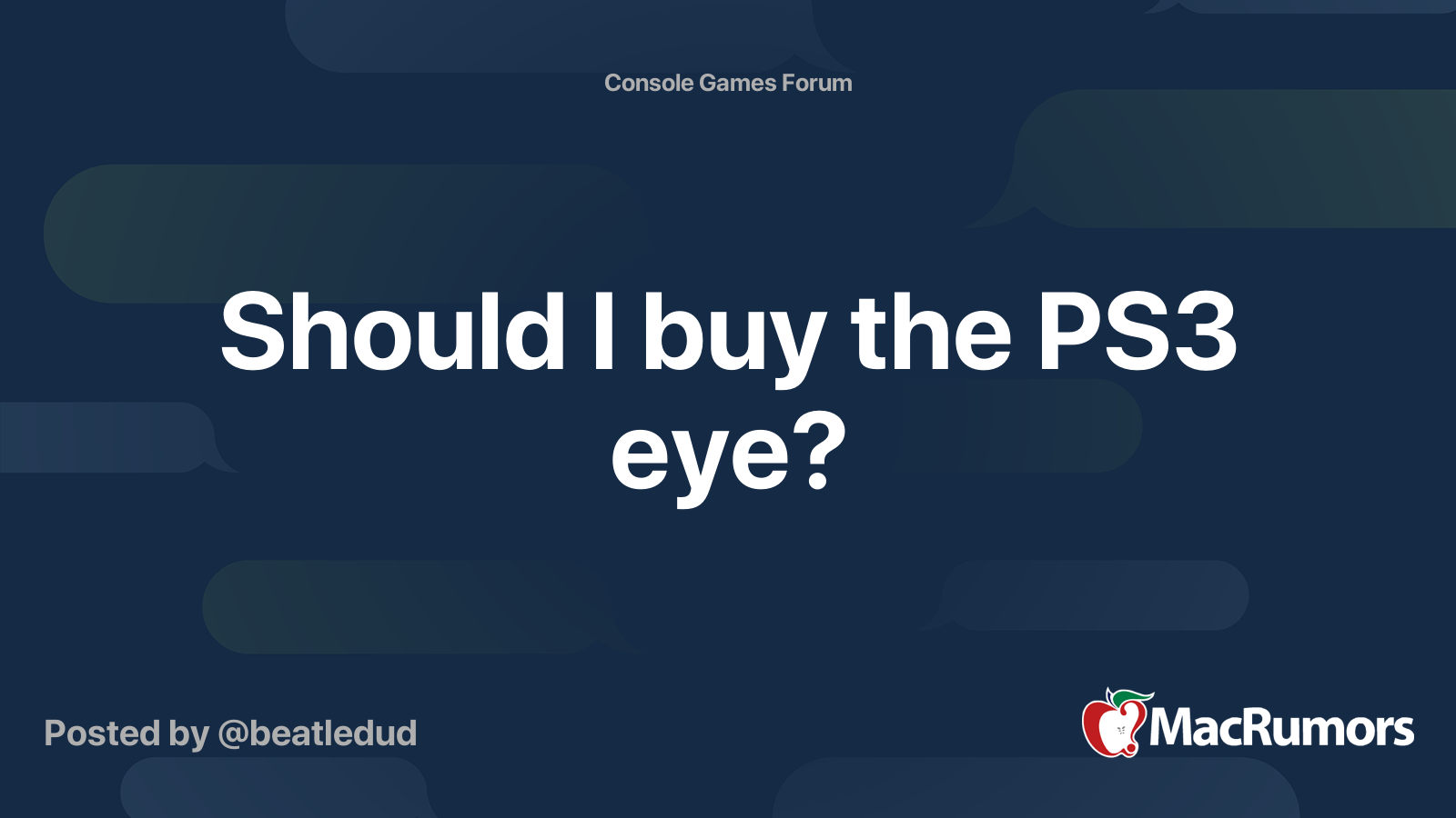 Should I buy the PS3 eye MacRumors Forums