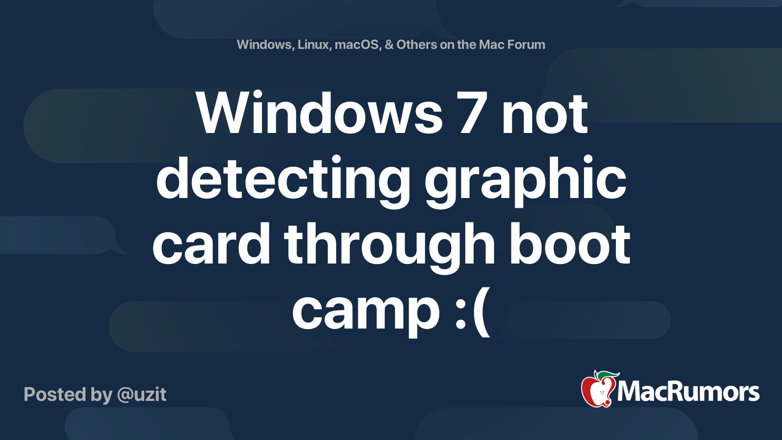 Windows 7 not detecting graphic card through boot camp ( MacRumors