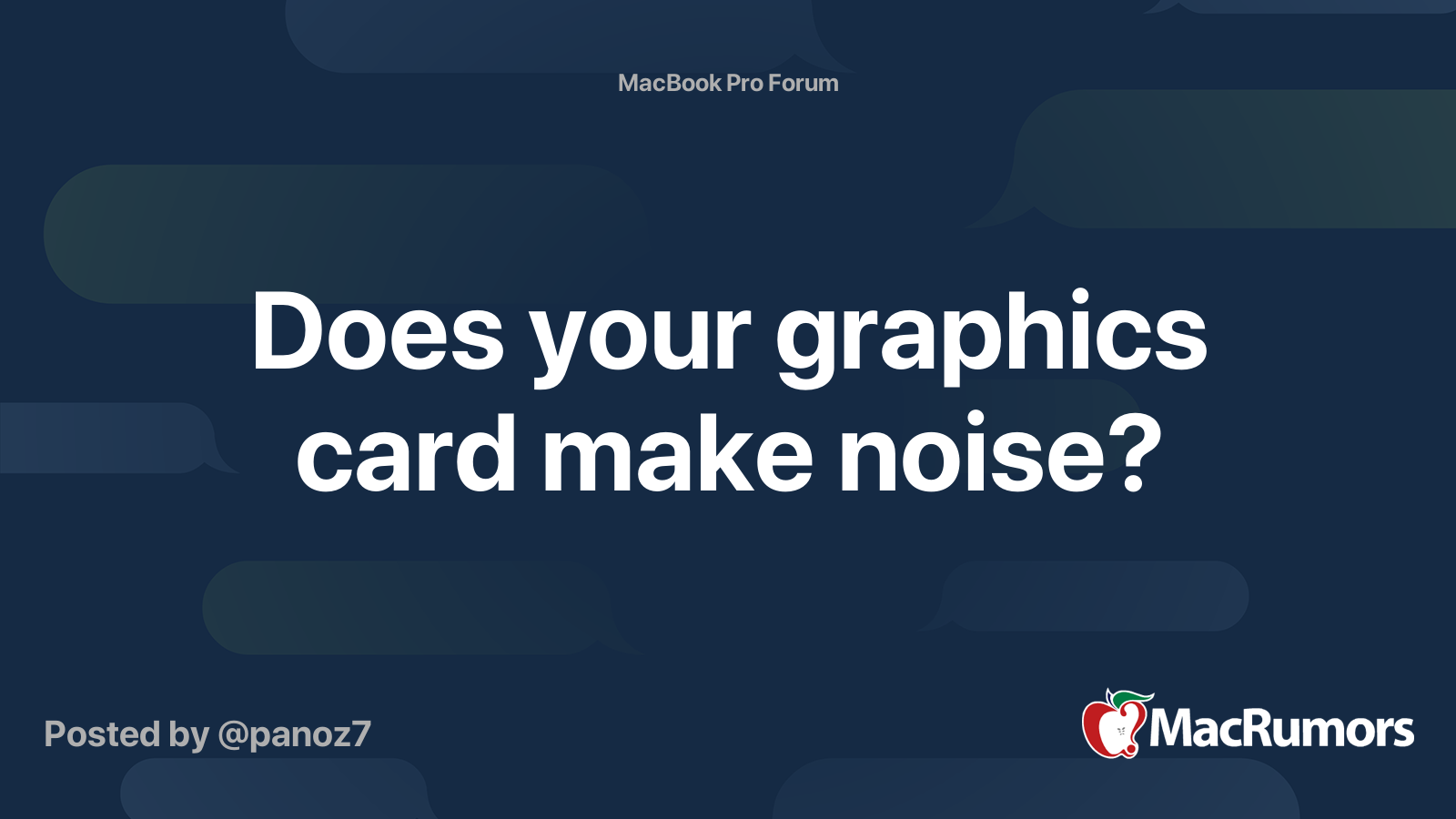 Does your graphics card make noise? MacRumors Forums