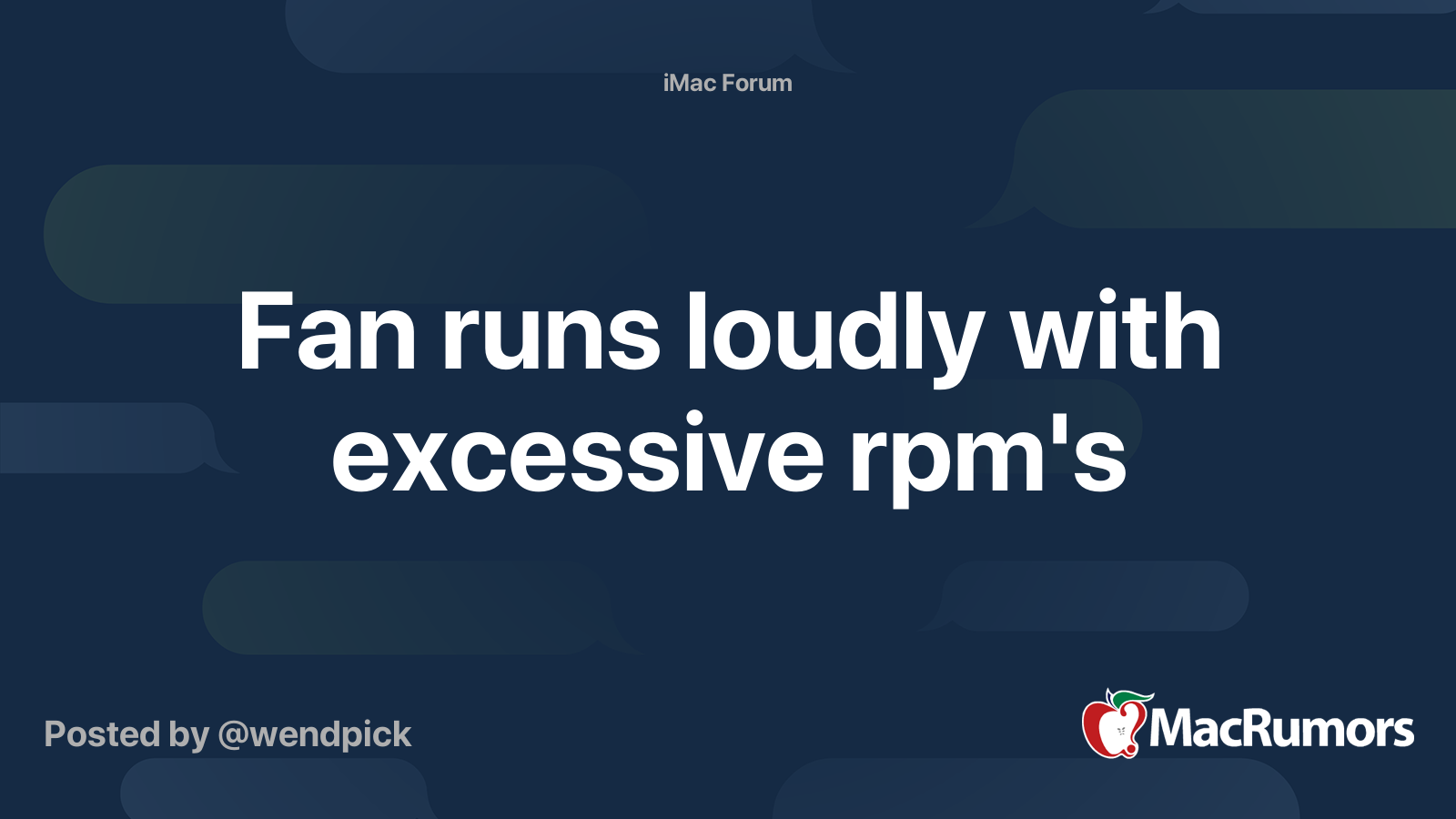 Fan runs loudly with excessive rpm's MacRumors Forums