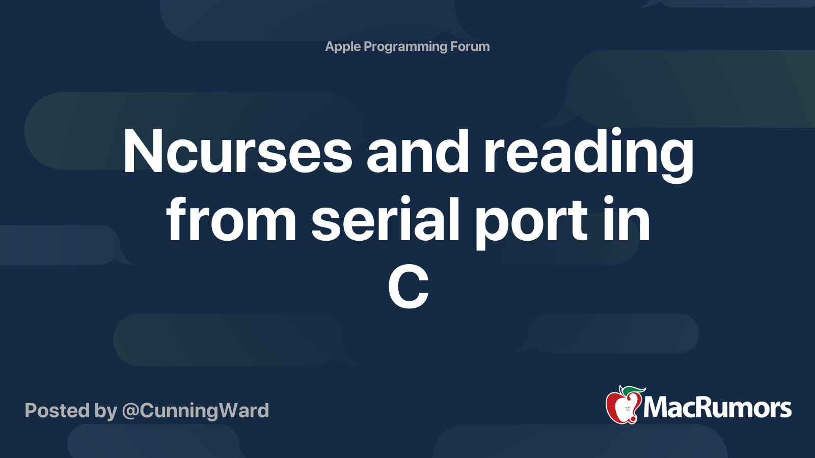 Ncurses and reading from serial port in C MacRumors Forums