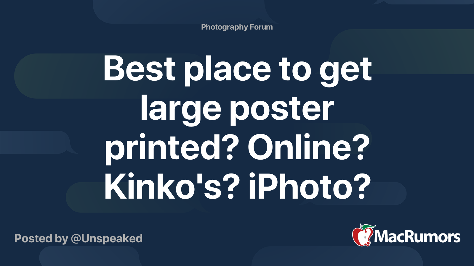 Best place to get large poster printed? Online? Kinko's? iPhoto