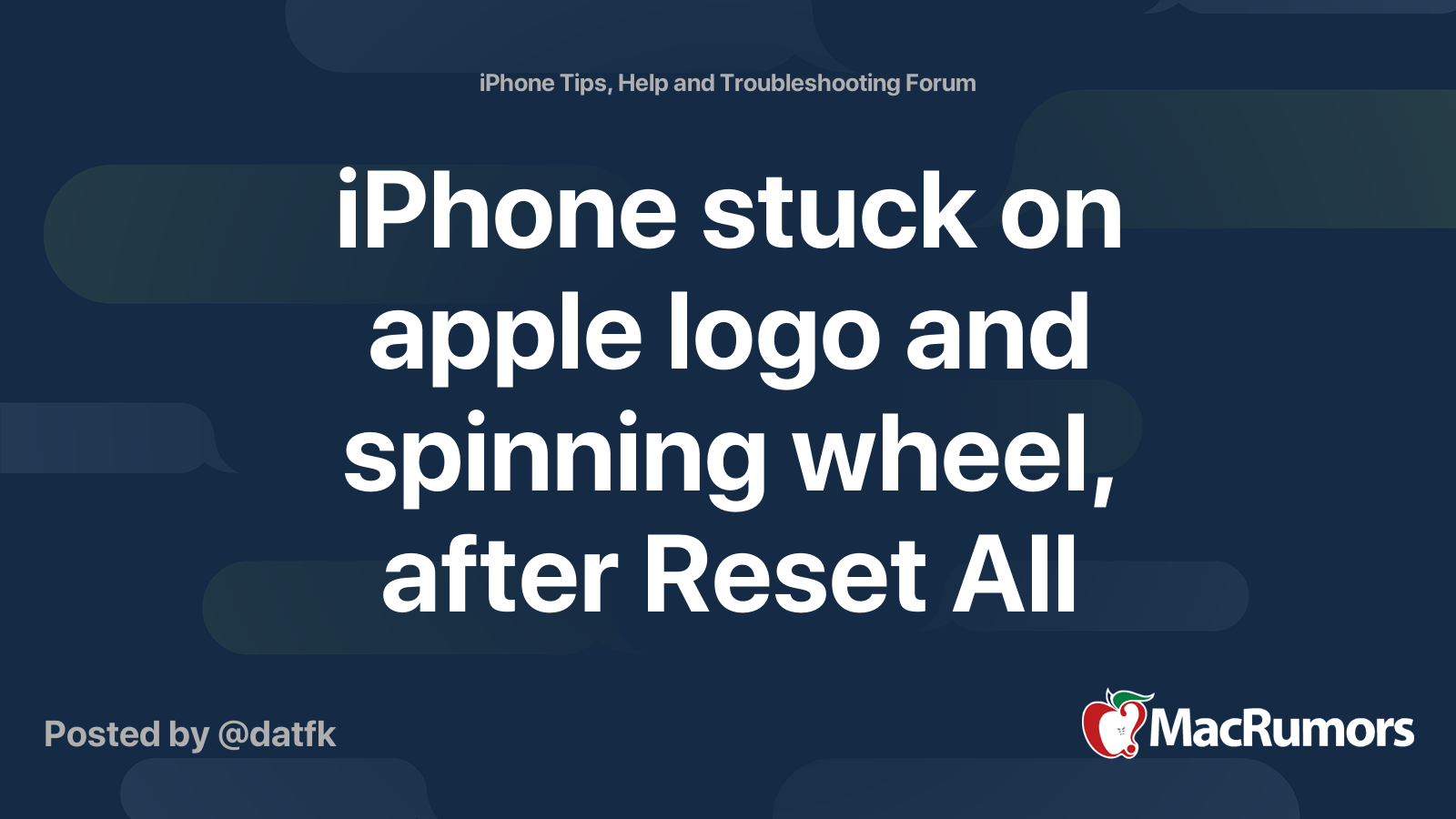 iPhone stuck on apple logo and spinning wheel, after Reset All Settings