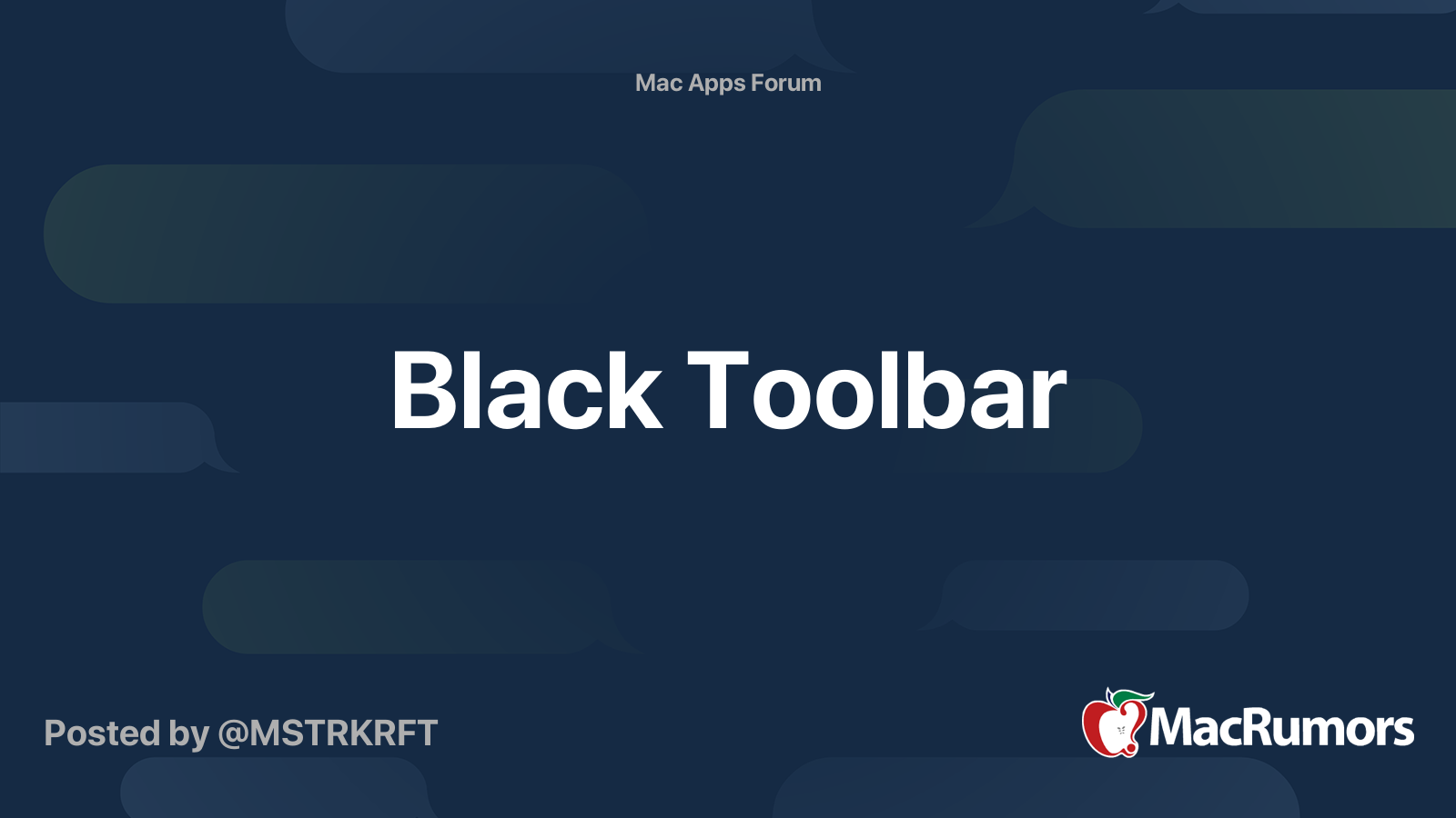 Black Toolbar MacRumors Forums