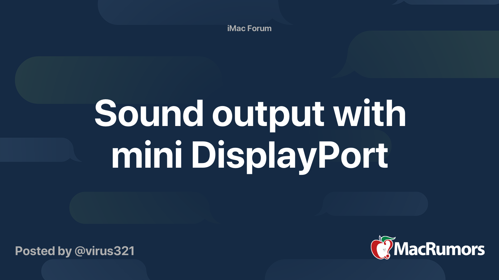 Sound output with mini DisplayPort MacRumors Forums