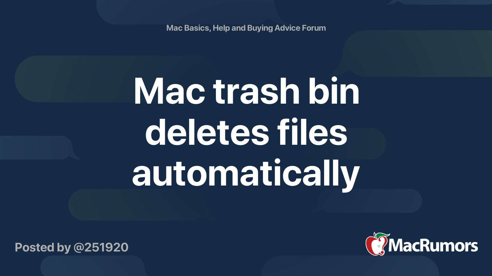 Mac trash bin deletes files automatically MacRumors Forums