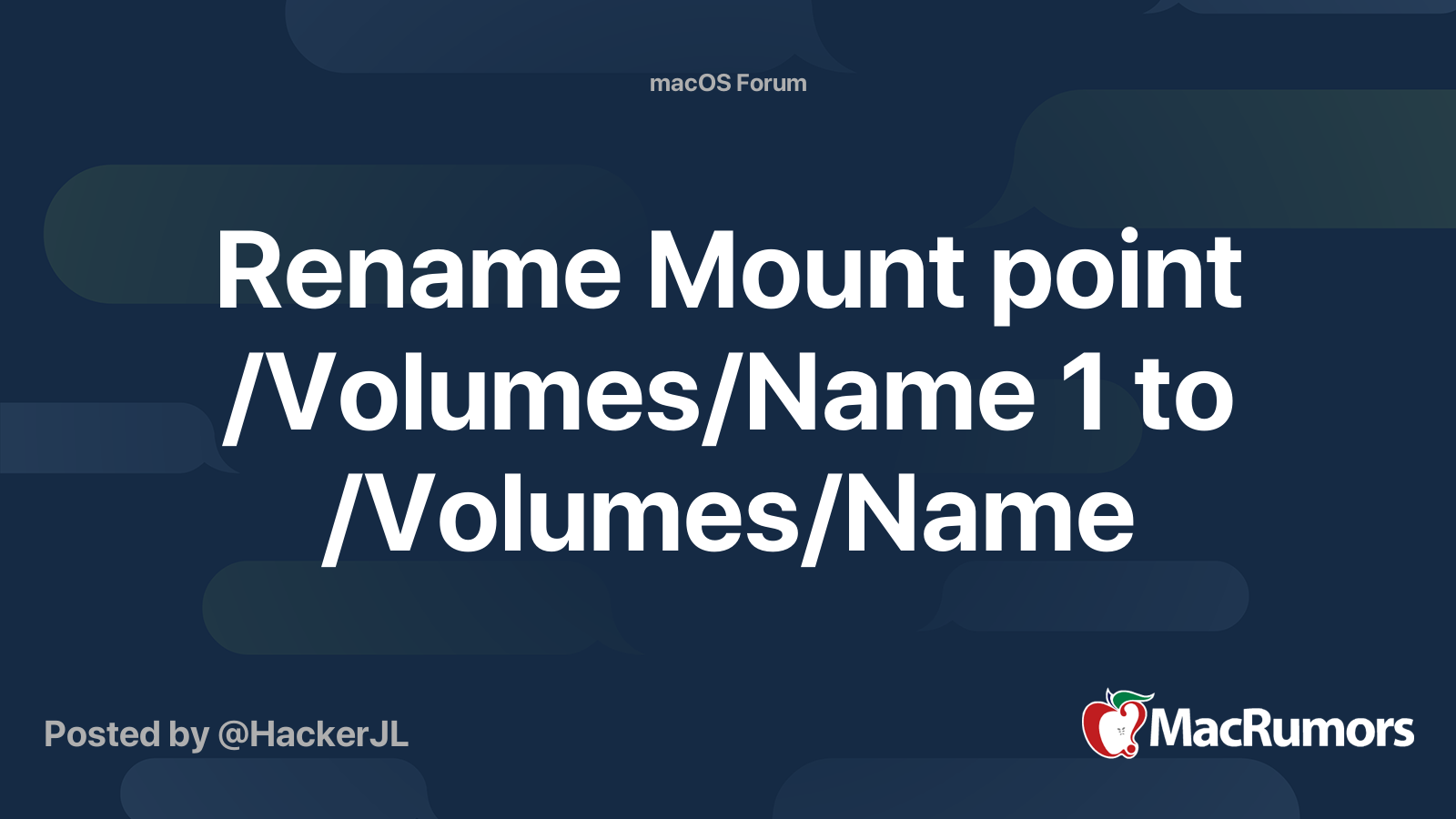 Rename Mount point /Volumes/Name 1 to /Volumes/Name MacRumors Forums