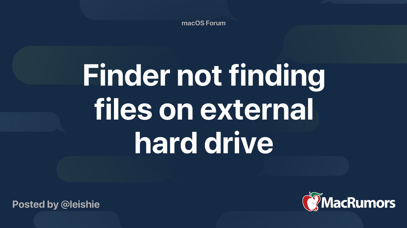 Finder Not Finding Files On External Hard Drive MacRumors Forums