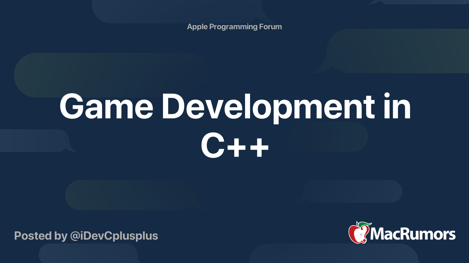 Game Development in C++ MacRumors Forums