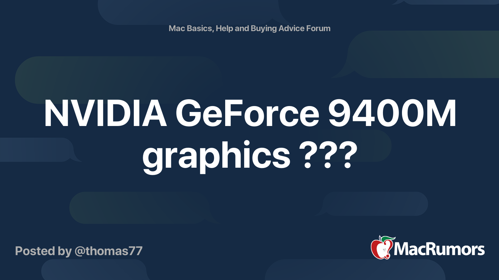 NVIDIA GeForce 9400M graphics ??? | MacRumors Forums