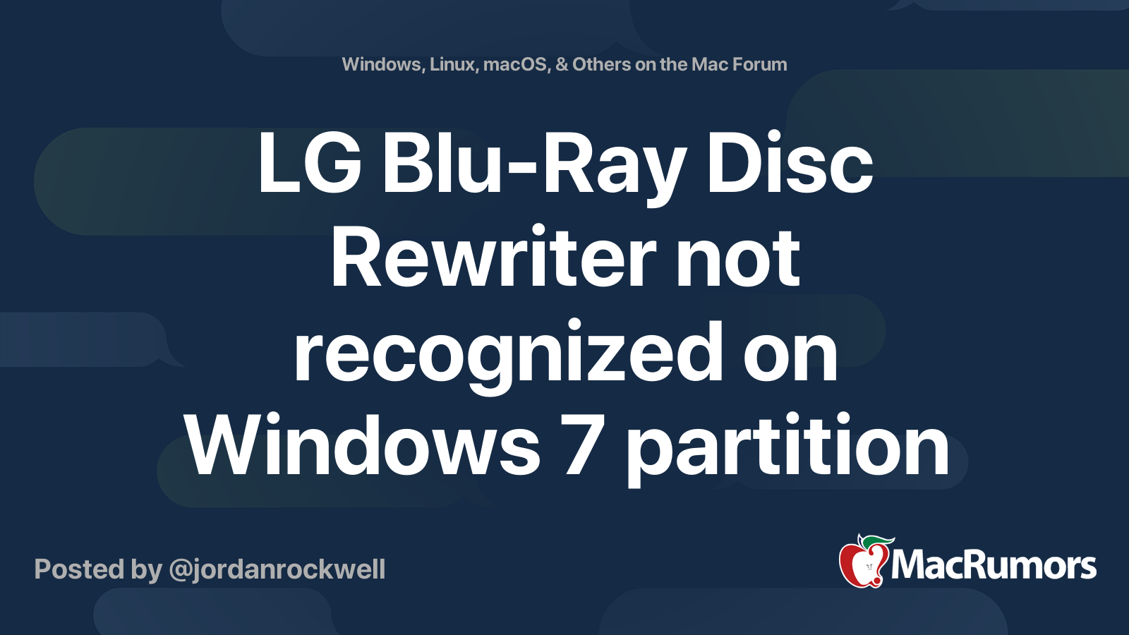 LG BluRay Disc Rewriter not recognized on Windows 7 partition