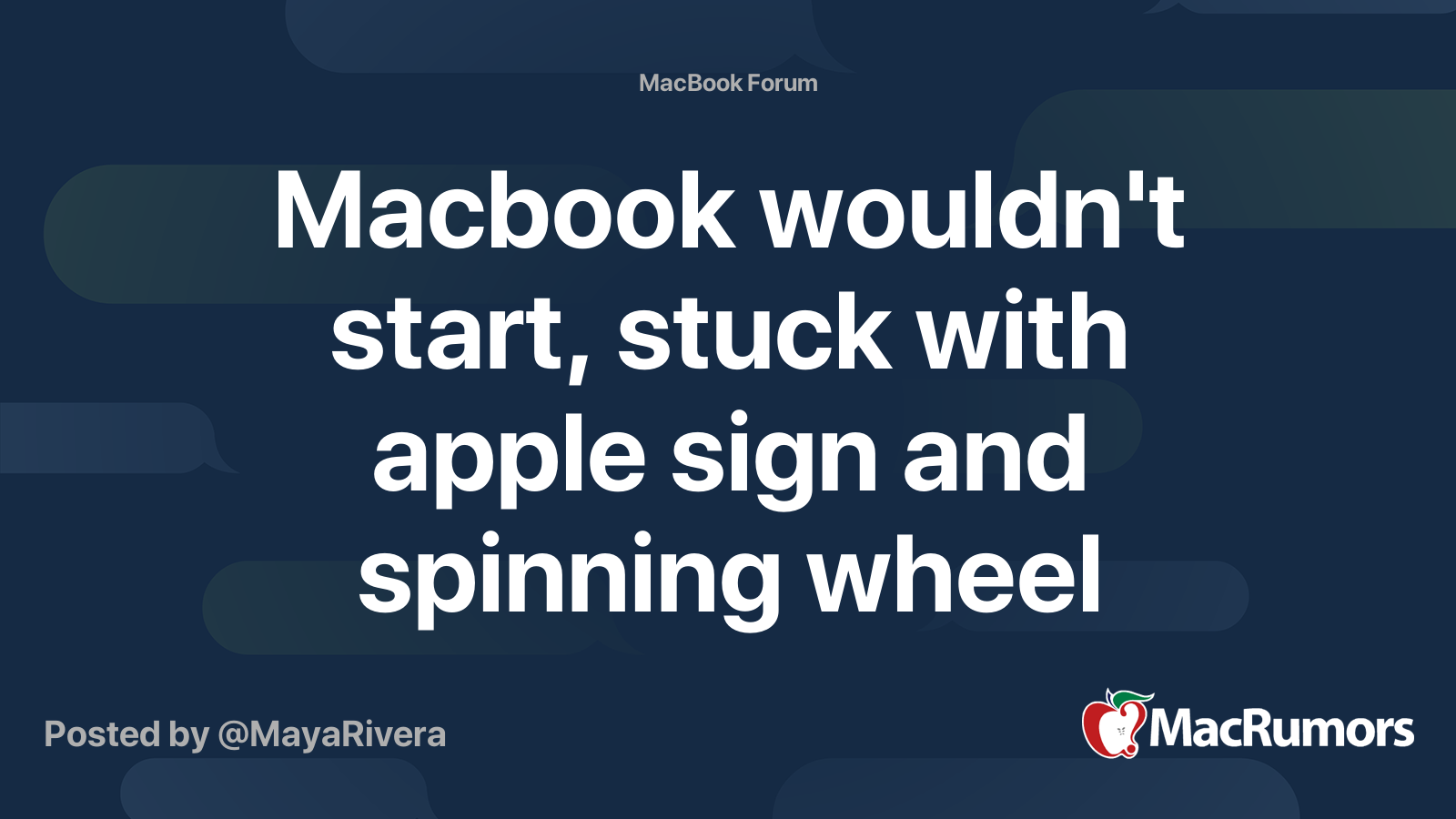 Macbook wouldn't start, stuck with apple sign and spinning wheel